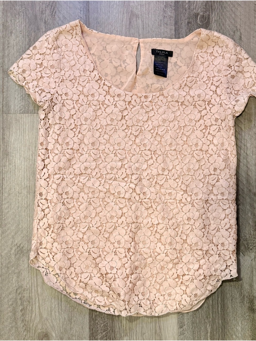 Talula Lace Floral Short Sleeve Blouse in Blush - Picture 2 of 5